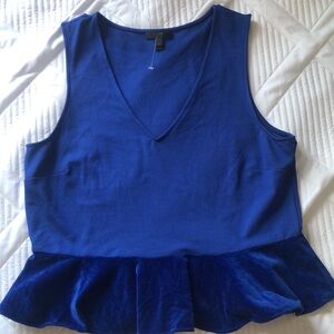 J Crew | Blue V-neck |Sleeveless |Peplum| Size L